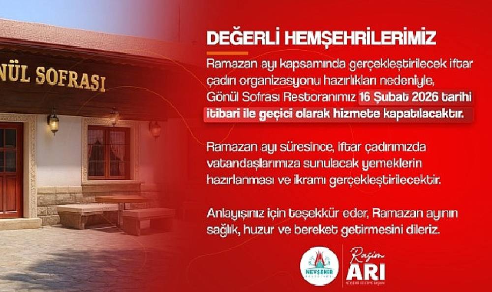 G&ouml;n&uuml;l Sofrası Restoran İftar &Ccedil;adırında Hizmet Verecek