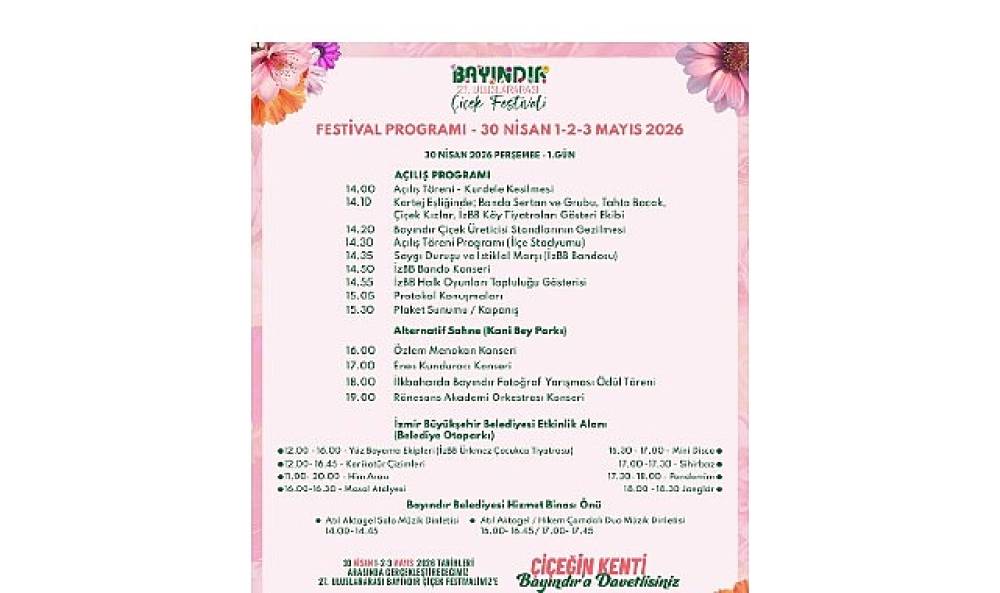 27. Uluslararası Bayındır &Ccedil;i&ccedil;ek Festivali'nin Programı Belli Oldu